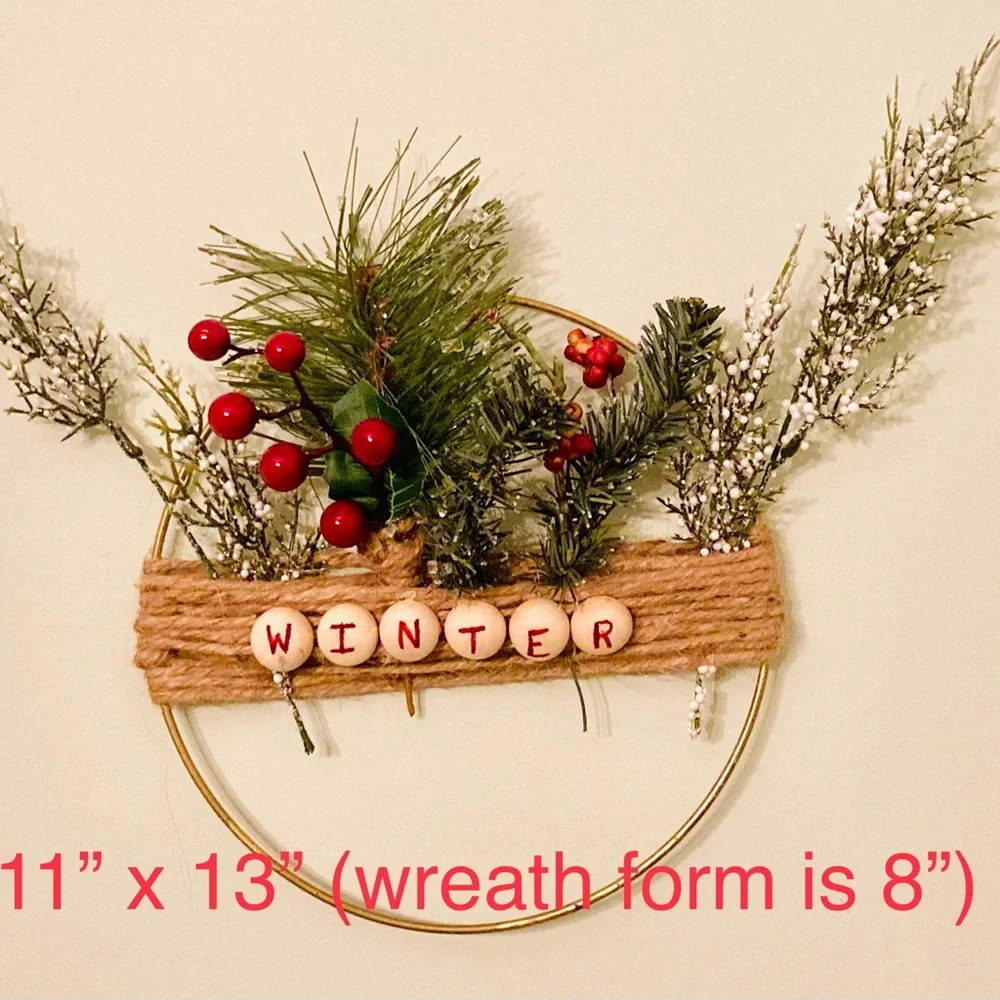 Handmade Winter Wreath 8 inches Holiday Christmas Art Door Hanging Berries